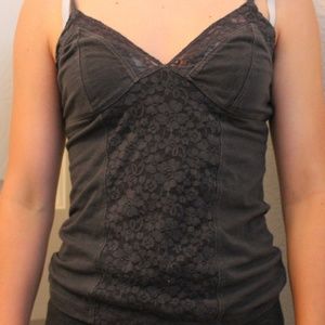 Dark Green Lace Tank Top